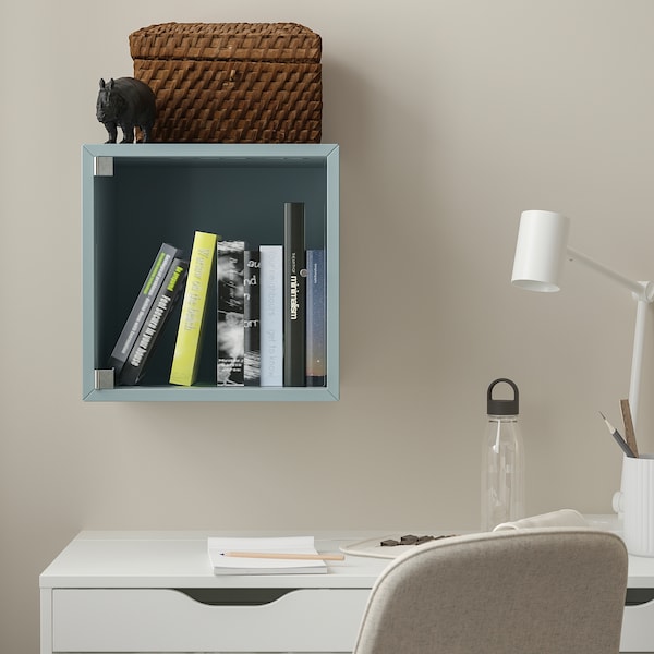 IKEA EKET wall cabinet with glass door, 13 3/4x13 3/4x13 3/4 in Light Gray / Blue, Ikea Ireland | 3187DKUQX