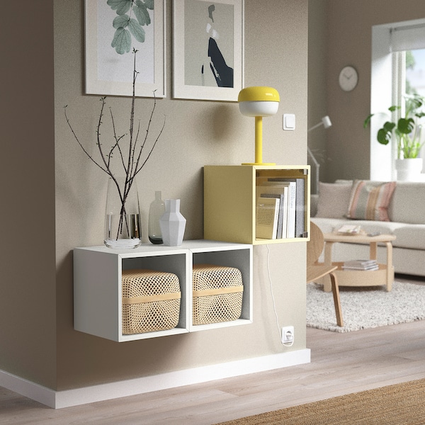 IKEA EKET wall cabinet with glass door, 13 3/4x13 3/4x13 3/4 in Pale Yellow, Ikea Ireland | 0983PMYKR