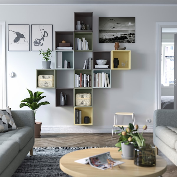 IKEA EKET wall-mounted cabinet combination, 68 7/8x13 3/4x82 5/8 in Multicolor / Dark Gray, Ikea Ireland | 8467TAZRU