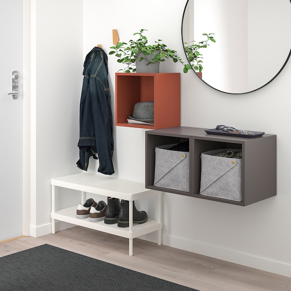 IKEA EKET wall-mounted cabinet combination, 41 3/8x13 3/4x27 1/2 in Red / Brown / Dark Gray, Ikea Ireland | 9016BLDXO
