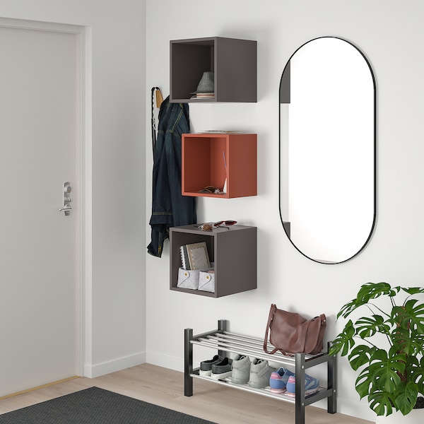 IKEA EKET wall-mounted cabinet combination, 41 3/8x13 3/4x27 1/2 in Red / Brown / Dark Gray, Ikea Ireland | 9016BLDXO
