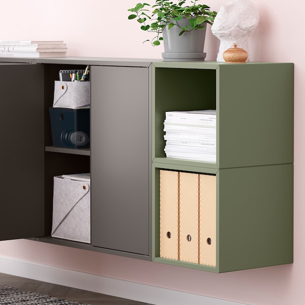 IKEA EKET wall-mounted cabinet combination, 68 7/8x13 3/4x27 1/2 in Dark Gray / Gray / Green, Ikea Ireland | 3520URXEA
