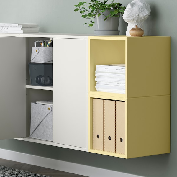 IKEA EKET wall-mounted cabinet combination, 68 7/8x13 3/4x27 1/2 in White / Pale Yellow, Ikea Ireland | 9806SKORX