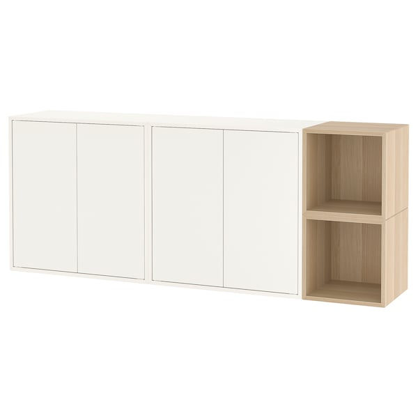 IKEA EKET wall-mounted cabinet combination, 68 7/8x13 3/4x27 1/2 in White / White Stained Oak Effect, Ikea Ireland | 4670KQEZN