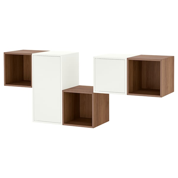 IKEA EKET wall-mounted cabinet combination, white/walnut effect, 68 7/8x13 3/4x27 1/2 in, Ikea Ireland | 6275EYNBZ