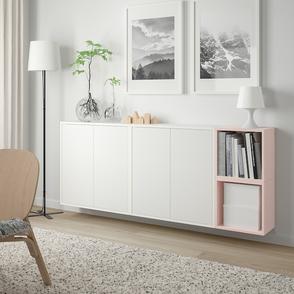 IKEA EKET wall-mounted cabinet combination, 68 7/8x13 3/4x27 1/2 in White / Pale Pink, Ikea Ireland | 5192HIFSW