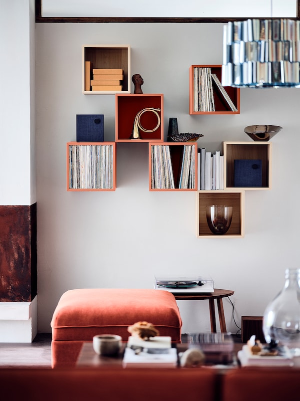 IKEA EKET wall-mounted shelving uni, 13 3/4x13 3/4x13 3/4 in Red / Brown, Ikea Ireland | 7984PMARY