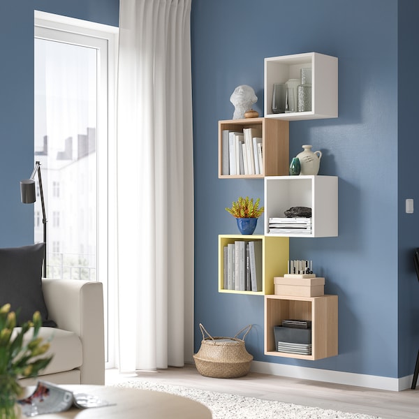 IKEA EKET wall-mounted shelving unit, 13 3/4x9 7/8x13 3/4 in White Stained Oak Effect, Ikea Ireland | 4970HQZYL