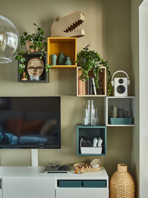 IKEA EKET wall-mounted shelving unit, 13 3/4x9 7/8x13 3/4 in White Stained Oak Effect, Ikea Ireland | 4970HQZYL