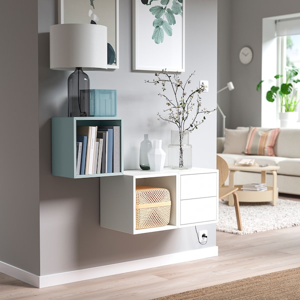 IKEA EKET wall-mounted storage combination, 41 3/8x13 3/4x27 1/2 in White / Light Gray / Blue, Ikea Ireland | 0765UIOXH