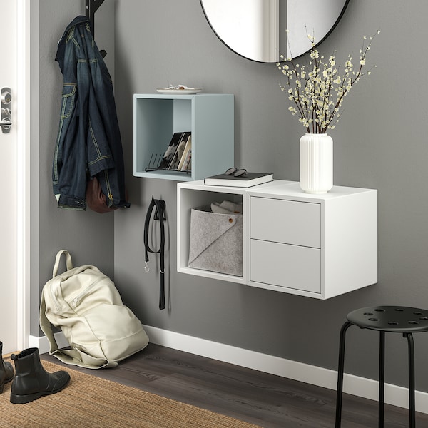 IKEA EKET wall-mounted storage combination, 41 3/8x13 3/4x27 1/2 in White / Light Gray / Blue, Ikea Ireland | 0765UIOXH