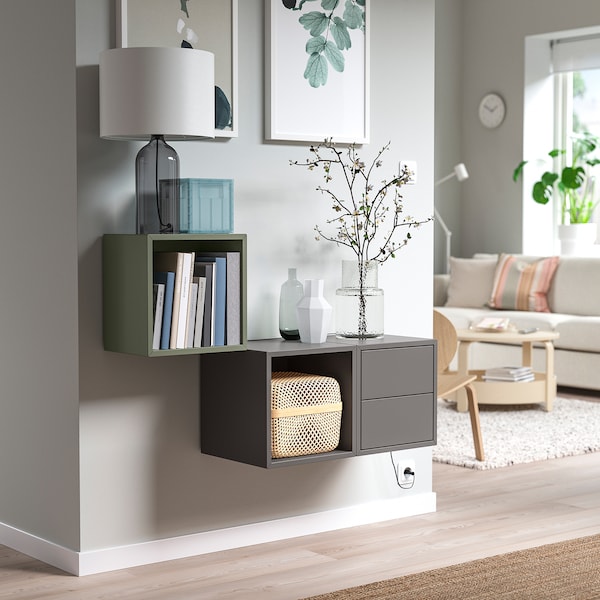IKEA EKET wall-mounted storage combination, 41 3/8x13 3/4x27 1/2 in Dark Gray / Gray / Green, Ikea Ireland | 2168SFMNC