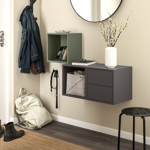 IKEA EKET wall-mounted storage combination, 41 3/8x13 3/4x27 1/2 in Dark Gray / Gray / Green, Ikea Ireland | 2168SFMNC