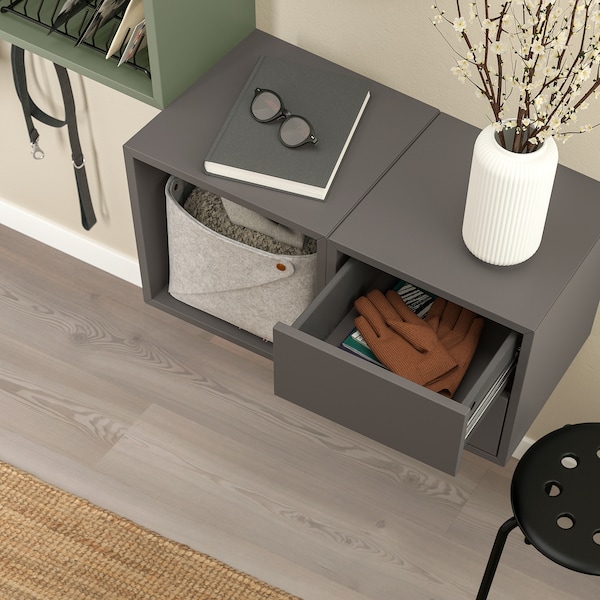 IKEA EKET wall-mounted storage combination, 41 3/8x13 3/4x27 1/2 in Dark Gray / Gray / Green, Ikea Ireland | 2168SFMNC