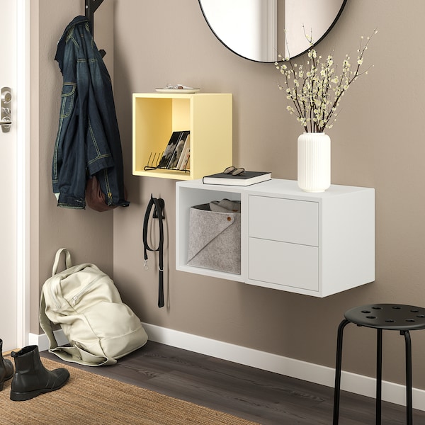 IKEA EKET wall-mounted storage combination, 41 3/8x13 3/4x27 1/2 in White / Pale Yellow, Ikea Ireland | 3578ZXPHQ