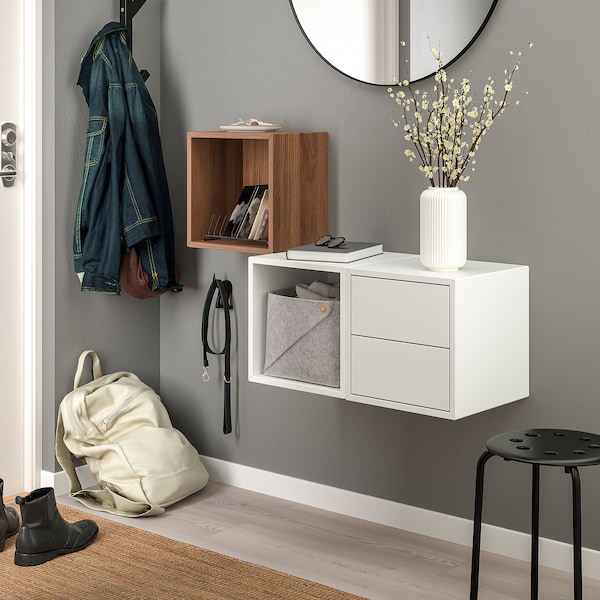 IKEA EKET wall-mounted storage combination, 41 3/8x13 3/4x27 1/2 in White / Walnut Effect, Ikea Ireland | 9348GCEAJ