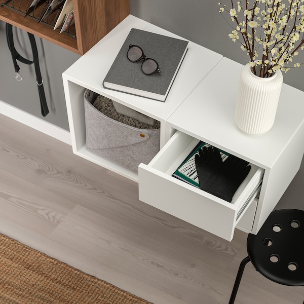 IKEA EKET wall-mounted storage combination, 41 3/8x13 3/4x27 1/2 in White / Walnut Effect, Ikea Ireland | 9348GCEAJ