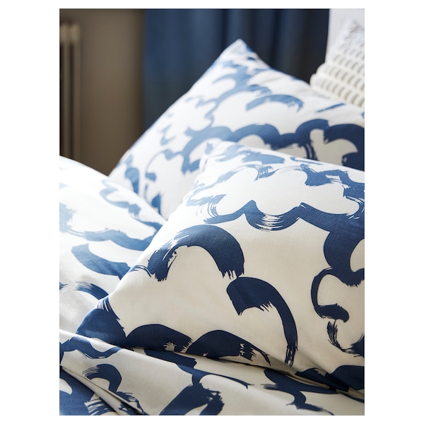 IKEA EKPURPURMAL duvet cover and pillowcase(s), Full/Queen (Double/Queen) White Blue / Cloud, Ikea Ireland | 1850WSIBK
