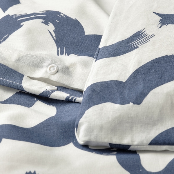 IKEA EKPURPURMAL duvet cover and pillowcase(s), Twin White Blue / Cloud, Ikea Ireland | 8650JWLYO