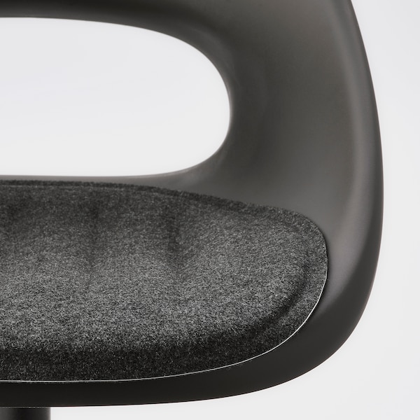 IKEA ELDBERGET / MALSKÄR swivel chair + pad, black Dark Gray / Black, Ikea Ireland | 0617KEABW