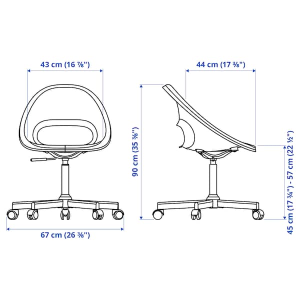 IKEA ELDBERGET / MALSKÄR swivel chair + pad, black Dark Gray / Black, Ikea Ireland | 0617KEABW