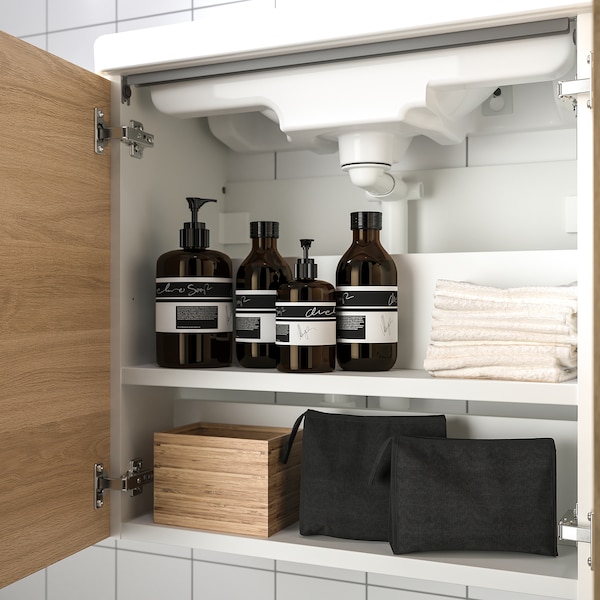 IKEA ENHET Bathroom vanity with 2 doors, 24x12 3/4x24 in White / Oak Effect, Ikea Ireland | 9623BNIXK