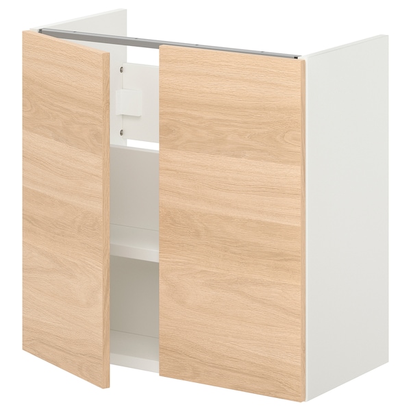 IKEA ENHET Bathroom vanity with 2 doors, 24x12 3/4x24 in White / Oak Effect, Ikea Ireland | 9623BNIXK