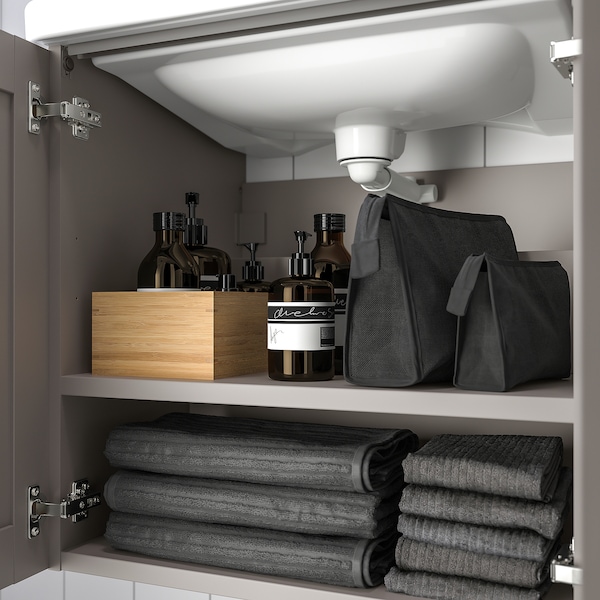 IKEA ENHET Bathroom vanity with 2 doors, 24x18 3/4x24 in Gray / Gray Frame, Ikea Ireland | 3049DFNWU