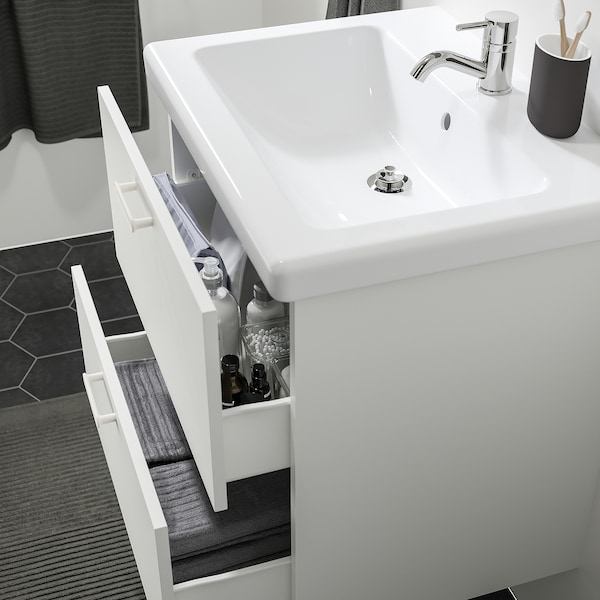 IKEA ENHET Bathroom vanity with 2 drawers, 24x18 3/4x24 in White, Ikea Ireland | 6137GQMAY