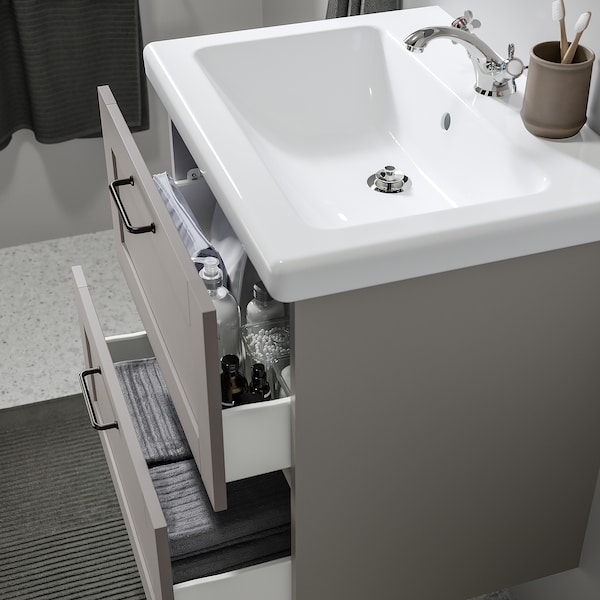 IKEA ENHET Bathroom vanity with 2 drawers, 24x18 3/4x24 in Gray / Gray Frame, Ikea Ireland | 1624LUVIR