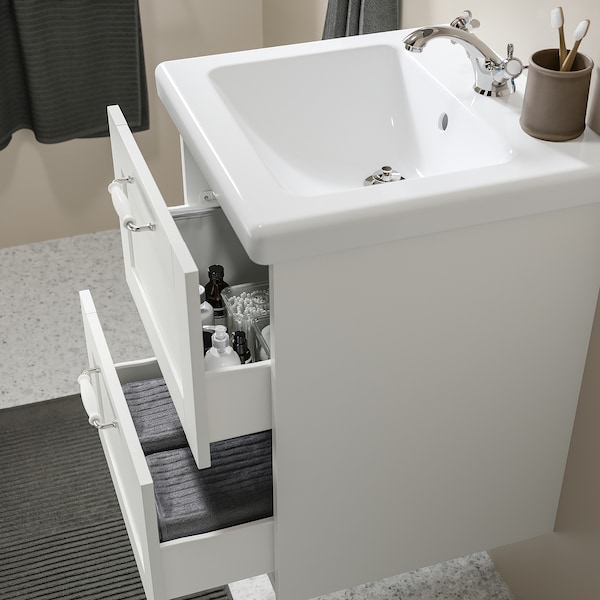 IKEA ENHET Bathroom vanity with 2 drawers, 18x18 3/4x24 in White / White Frame, Ikea Ireland | 1847NLIGE