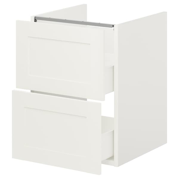 IKEA ENHET Bathroom vanity with 2 drawers, 18x18 3/4x24 in White / White Frame, Ikea Ireland | 1847NLIGE