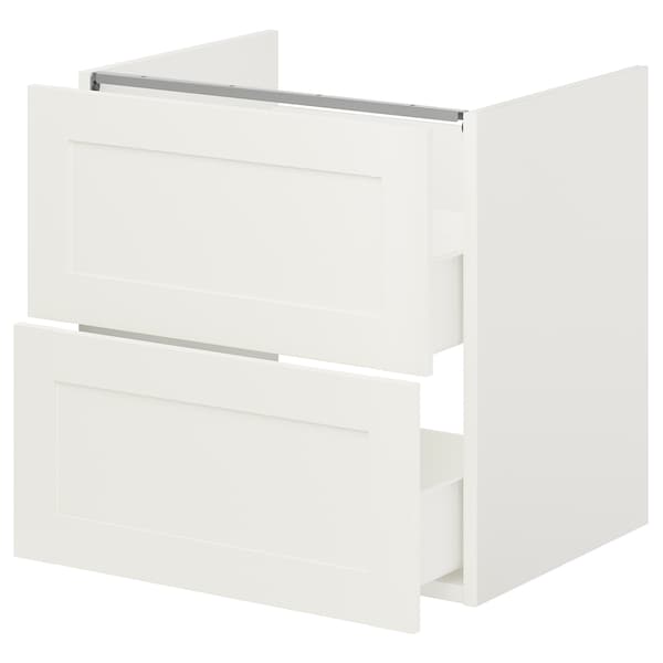 IKEA ENHET Bathroom vanity with 2 drawers, 24x18 3/4x24 in White / White Frame, Ikea Ireland | 1025LPFGA