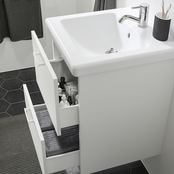 IKEA ENHET Bathroom vanity with 2 drawers, 18x18 3/4x24 in White, Ikea Ireland | 2013ACHZR