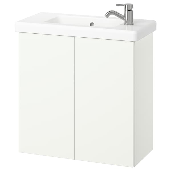 IKEA ENHET / TVÄLLEN Bathroom vanity w doors/sink/faucet, 25 1/2x13 1/8x26 in White, Ikea Ireland | 6451DZYPM
