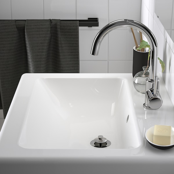 IKEA ENHET / TVÄLLEN Bathroom vanity w doors/sink/faucet, 25 1/2x19 1/8x26 in White / Oak Effect, Ikea Ireland | 3948ZXWAD