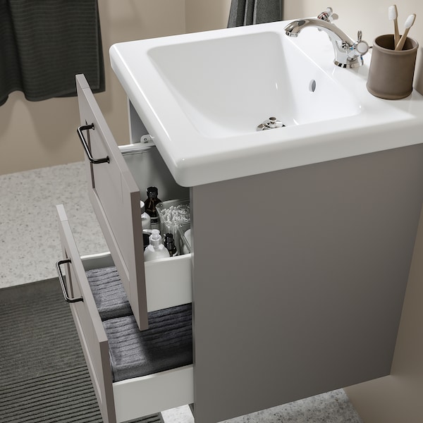 IKEA ENHET / TVÄLLEN Bathroom vanity with sink & faucet, 19 5/8x19 1/8x26 in Gray / Gray Frame, Ikea Ireland | 1605IVCBF