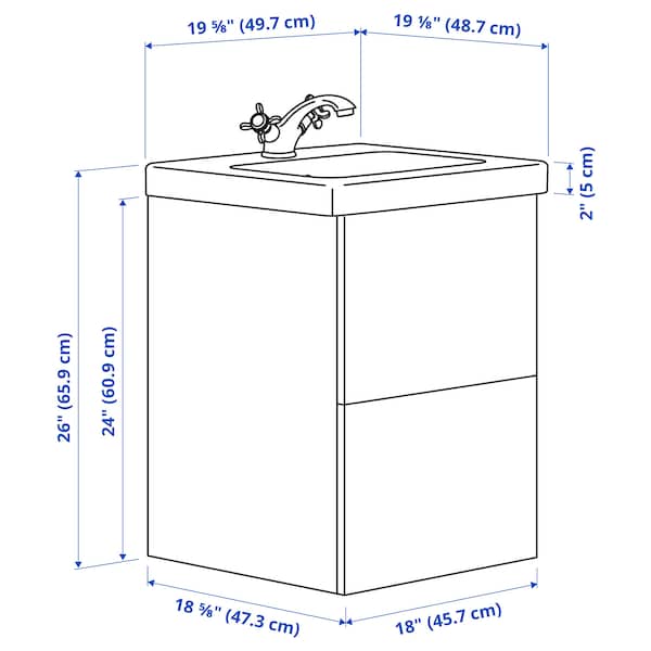 IKEA ENHET / TVÄLLEN Bathroom vanity with sink & faucet, 19 5/8x19 1/8x26 in Gray / Gray Frame, Ikea Ireland | 1605IVCBF