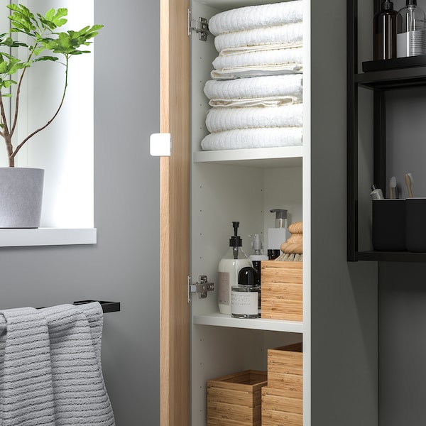 IKEA ENHET high cabinet/1 door, 12x12 3/4x72 in White / Oak Effect, Ikea Ireland | 2451WEJBS