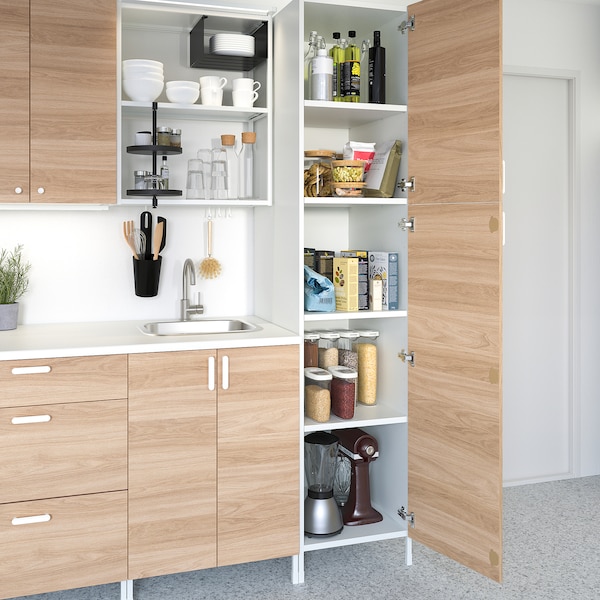 IKEA ENHET high cabinet with 2 doors, 18x24 3/4x80 in White / Oak Effect, Ikea Ireland | 5846JABHZ