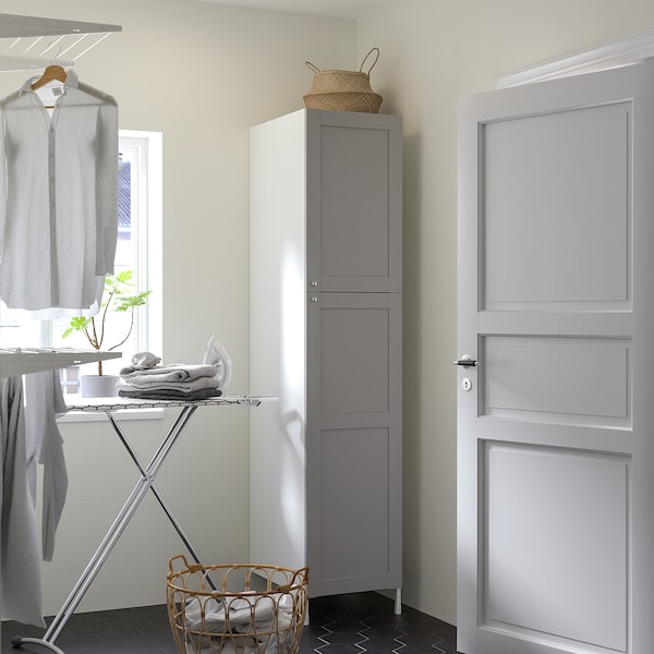 IKEA ENHET high cabinet with 2 doors, 18x24 3/4x80 in White / Gray Frame, Ikea Ireland | 1307WANHP