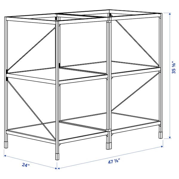 IKEA ENHET kitchen island frame with shelves, 24 in, 2 pack White, Ikea Ireland | 7945HPKYU