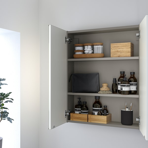 IKEA ENHET mirror cab/2 door, 24x6 3/4x30 in Gray, Ikea Ireland | 2849PLZHN