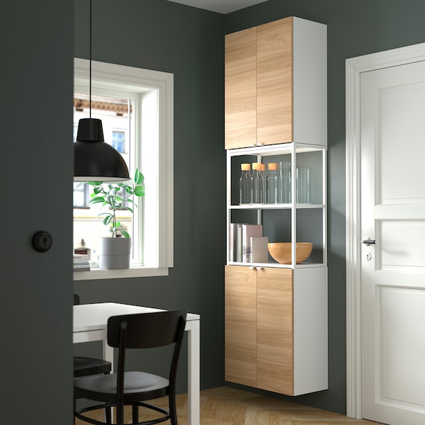 IKEA ENHET storage combination, 24x12 3/4x90 in White / Oak Effect, Ikea Ireland | 7504EZMNY