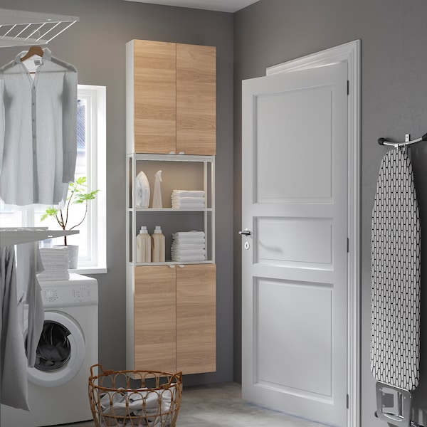 IKEA ENHET storage combination, 24x6 3/4x90 in White / Oak Effect, Ikea Ireland | 7283RUSXM