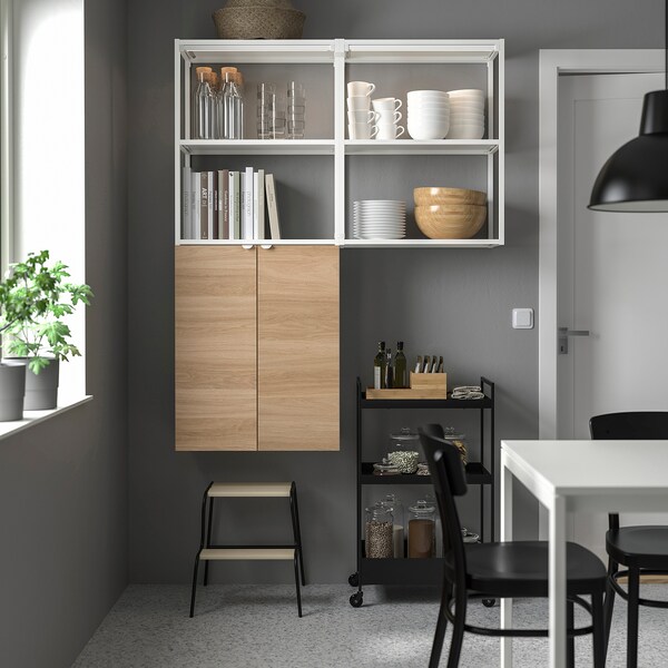 IKEA ENHET storage combination, 48x12 3/4x60 in White / Oak Effect, Ikea Ireland | 1072NQLXA