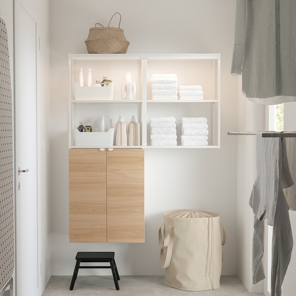 IKEA ENHET storage combination, 48x12 3/4x60 in White / Oak Effect, Ikea Ireland | 1072NQLXA