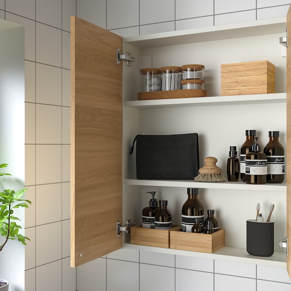 IKEA ENHET wall cabinet/2 door, 24x6 3/4x30 in White / Oak Effect, Ikea Ireland | 8142DSKVR