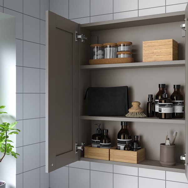 IKEA ENHET wall cabinet/2 door, 24x6 3/4x30 in Gray / Gray Frame, Ikea Ireland | 7149YAQFG