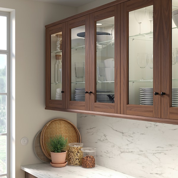 IKEA ENKÖPING glass door, 15x30 in Brown Walnut Effect, Ikea Ireland | 0134UJMCZ